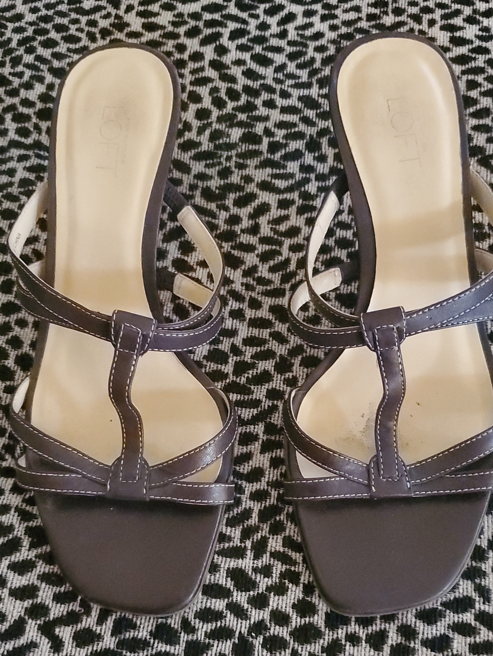 LOFT Dark Brown Strappy T‑Strap Women’s Heels